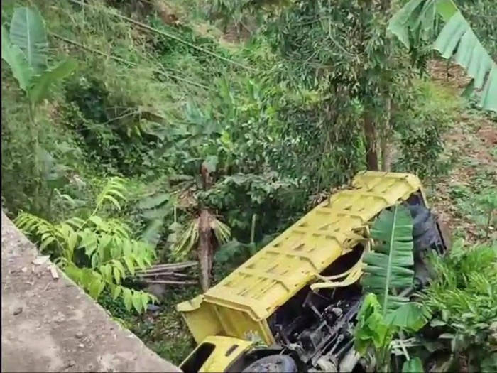 Truk masuk jurang di Tasikmalaya.