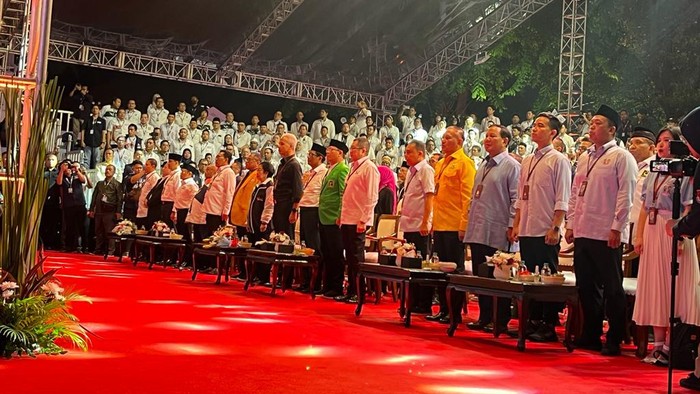 Pengundian nomor urut paslon capres-cawapres Pilpres 2024 di KPU, Jakarta, Selasa (14/11/2023).