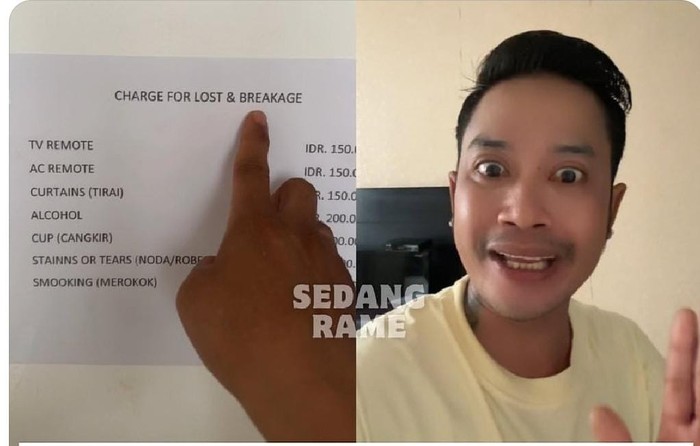Video seorang pria yang mengeluhkan aturan aneh di hotel,