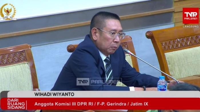 Anggota Komisi III DPR Wihadi Wiyanto (dok. YouTube DPR)