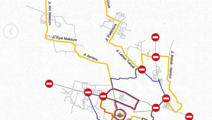 Rencana pengalihan arus lalu lintas saat berlangsungnya Borobudur Marathon.