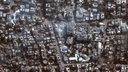 A satellite image shows Al-Shifa hospital, amid the ongoing conflict between Israel and the Palestinian Islamist group Hamas, in Gaza November 11, 2023. Maxar Technologies/Handout via REUTERS/File Photo Acquire Licensing Rights