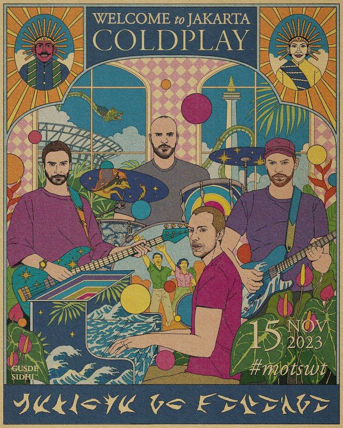 Coldplay Bersanding dengan Ondel-ondel Betawi di Ilustrasi Ciptaan Seniman Bali