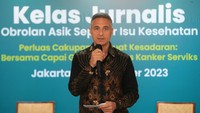 George Stylianou, Managing Director MSD Indonesia dalam kegiatan Kelas Jurnalis dengan tema ‘Perluas Cakupan Perkuat Kesadaran: Bersama Capai Generasi Bebas Kanker Serviks’ yang diselenggarakan pada Selasa (14/11) di Jakarta. MSD Indonesia bersama Kementerian Kesehatan (Kemenkes) kembali menggelar kegiatan edukasi bagi rekan jurnalis terkait urgensi peningkatan pemahaman seputar imunisasi HPV sebagai upaya pencegahan penyebaran kanker serviks di Indonesia.  