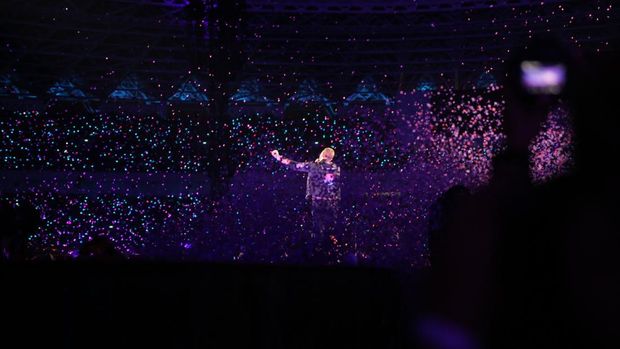 Konser Coldplay di SUGBK, Senayan, Jakarta, Rabu (15/11/2023) malam. (Tripa Ramadhan/detikcom)