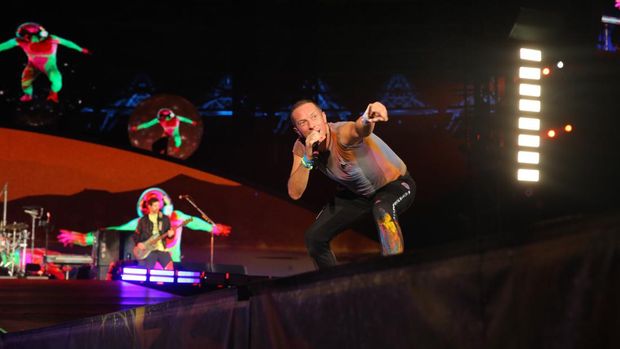Konser Coldplay di SUGBK, Senayan, Jakarta, Rabu (15/11/2023) malam. (Tripa Ramadhan/detikcom)