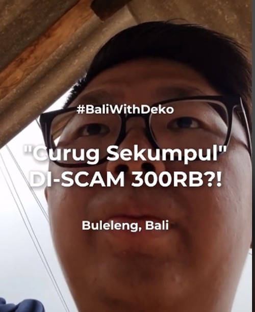 Konten kreator TikTok asal Indonesia dengan akun @dekodennis dipalak Rp 300 ribu di Air Terjun Sekumpul, Buleleng. (tangkapan layar Tiktok)