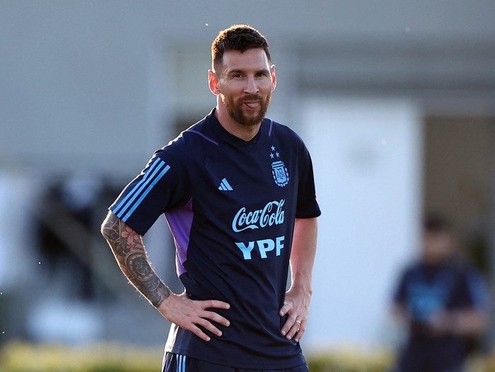Lionel Messi Soccer Football - World Cup - South American Qualifiers - Argentina Training - Lionel Andres Messi Training Ground, Buenos Aires, Argentina - November 14, 2023 Argentinas Lionel Messi during training REUTERS/Agustin Marcarian