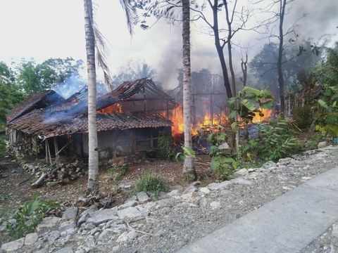 Rumah terbakar di Desa Pulutan Wetan, Wuryantoro, Wonogiri, Kamis (16/11/2023).