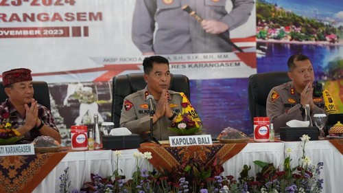 Focus Group Discussion (FGD) dalam rangka kesiapan pengamanan Pemilu 2024 di Aula Kanya Badra Paramartha Polres Karangasem, Jumat (17/11/2023). (Dok. Polda Bali)