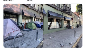 Menurut akun ini, San Francisco akhirnya menyelesaikan kriris gelandangan, yang dibutuhkan hanyalah kedatangan seorang diktator. Foto: Twitter