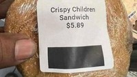 Sepertinya maksud produsen sandwich ini membuat produk khusus anak, tapi tulisannya ambigu. Seolah seperti menjual sandwich daging anak, hiii... Foto: Facebook Ridiculous Marketing Nonsense via Bored Panda