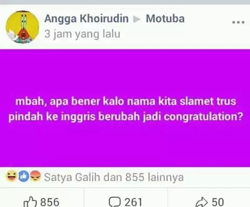Pertanyaan di Facebook berikut ini emang aneh banget, saking anehnya bisa bikin naik darah. Sabar, jangan kepancing emosi ya, detikers!