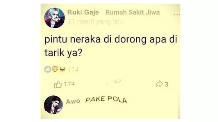 Pertanyaan di Facebook berikut ini emang aneh banget, saking anehnya bisa bikin naik darah. Sabar, jangan kepancing emosi ya, detikers!
