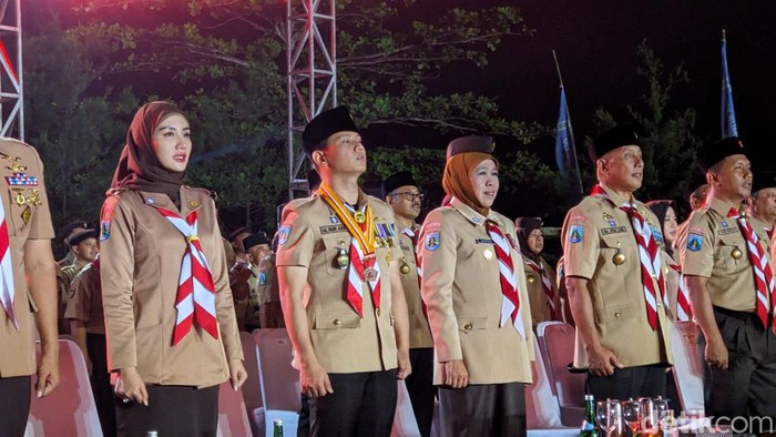 Gubernur Khofifah Indar Parawansa saat membuka Raimuna ke-14 Jatim.