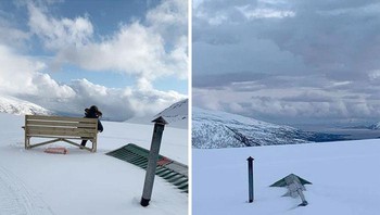 Hujan salju ekstrim di Norwegia sampai mengubur rumah hingga atapnya. Foto: Bored Panda