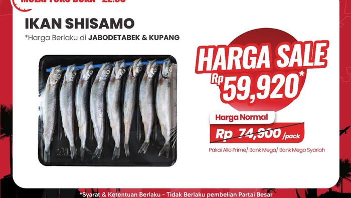 Ikan Shisamo diskon gede-gedean di Transmart Full Day Sale