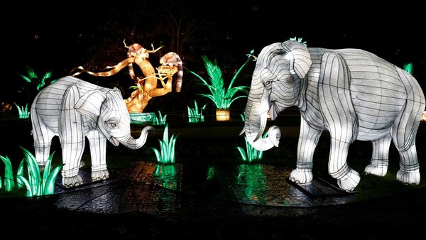 Melihat Binatang Hutan dalam Bentuk Lentera di Festival Cahaya Paris