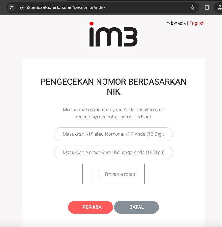 Cek nomor Indosat lewat website resmi.
