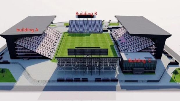 Desain stadion yang akan dibangun Bosowa di Makassar, Sulsel.