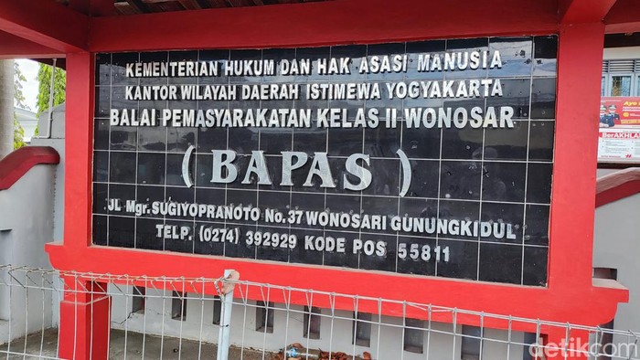 Kantor Bapas Kelas II Wonosari, Gunungkidul, DIY, Senin (20/11/2023).