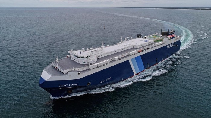 A view of the British-owned and Japanese-operated cargo ship Galaxy Leader, which was reported to have been captured by Houthis in the southern Red Sea, in this handout image taken near Queensland, Australia November 27, 2018. Owen Foley/Handout via REUTERS    THIS IMAGE HAS BEEN SUPPLIED BY A THIRD PARTY. MANDATORY CREDIT.
