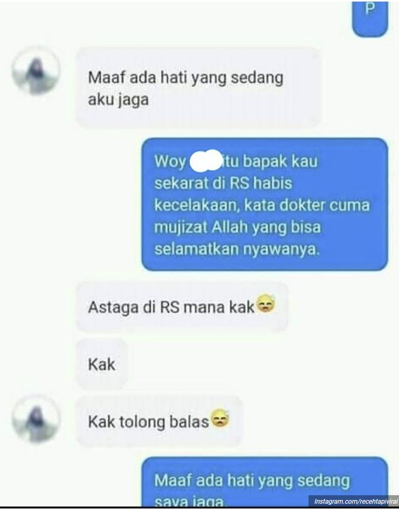 Chat absurd dan kocak ini mungkin akan menghibur harimu yang kelabu, setidaknya bikin senyum sedikit. Benar deh, ini aneh banget.