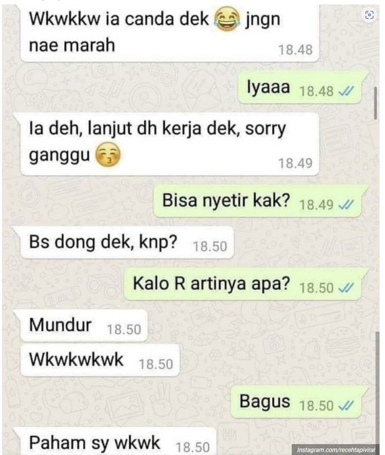 10 Chat yang Absurd Banget, Bikin Nyengir Sendiri Chat absurd dan kocak ini mungkin akan menghibur harimu yang kelabu, setidaknya bikin senyum sedikit. Benar deh, ini aneh banget.