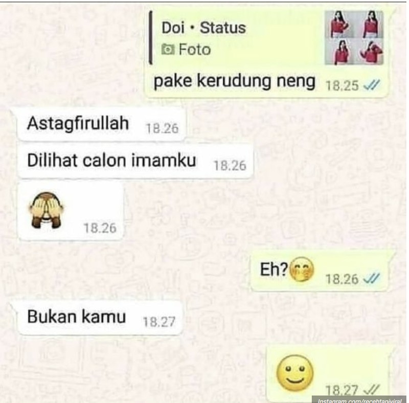 Chat absurd dan kocak ini mungkin akan menghibur harimu yang kelabu, setidaknya bikin senyum sedikit. Benar deh, ini aneh banget.