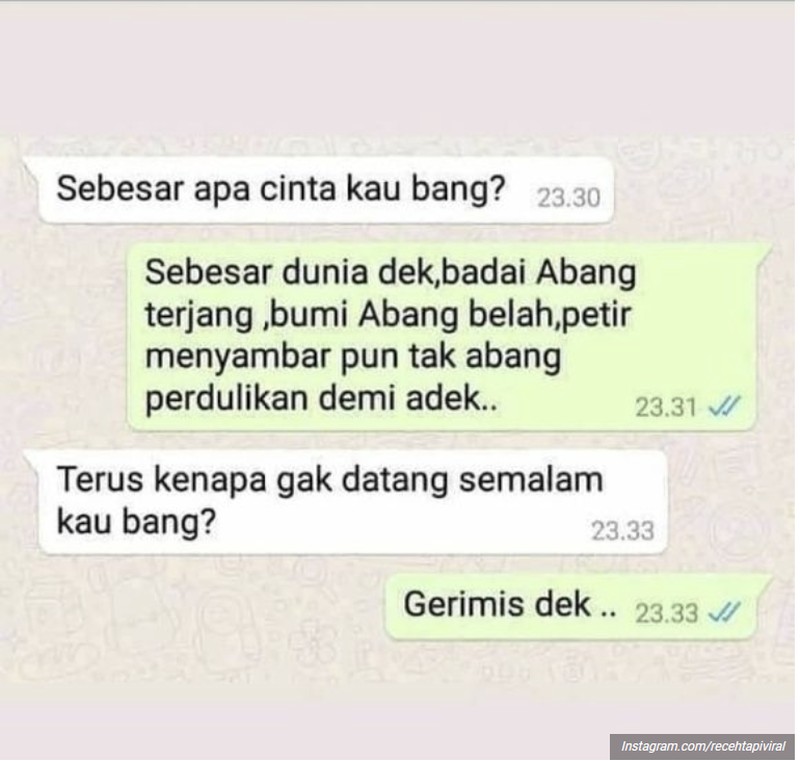 Chat absurd dan kocak ini mungkin akan menghibur harimu yang kelabu, setidaknya bikin senyum sedikit. Benar deh, ini aneh banget.