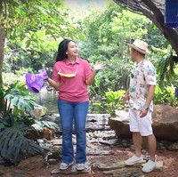 Jika cuaca sedang panas aviary milik Irfan Hakim itu memiliki fasilitas hujan buatan. Ketika berada di sana, Feni Rose tampak mencoba hujan buatan di aviary Irfan Hakim tersebut. Foto: YouTube/deHakims Aviary