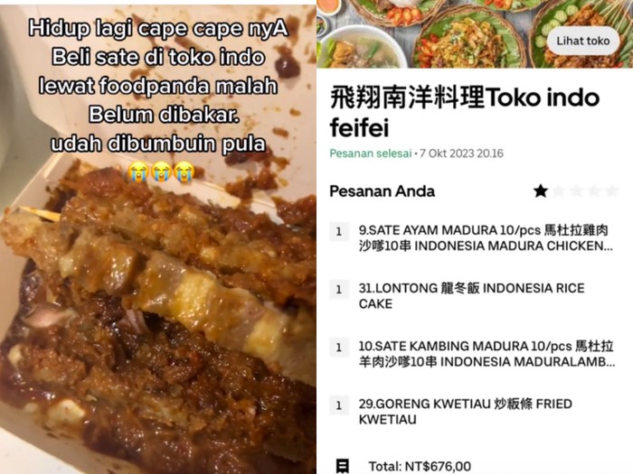 Wanita asal Indonesia pesan sate kambing di Taiwan tapi masih mentah