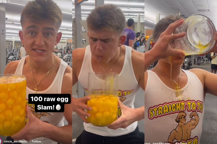 YouTuber minum 100 butir telur mentah