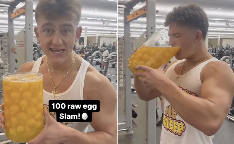 YouTuber minum 100 butir telur mentah