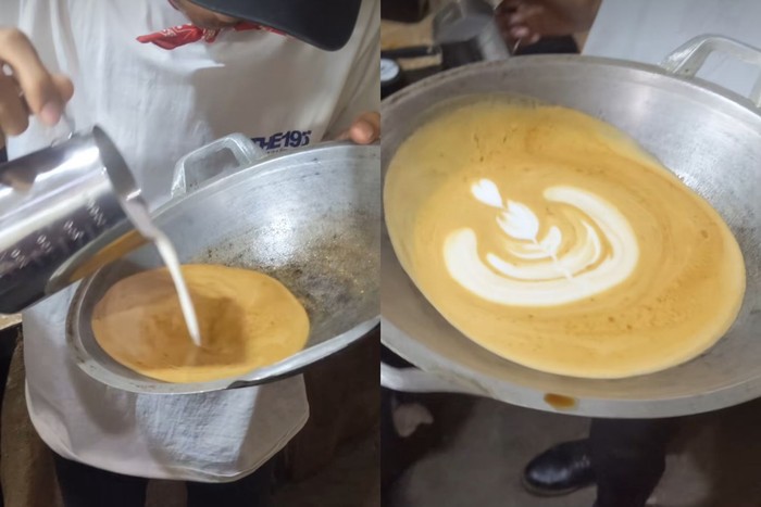 Latte Art di Dalam Baskom dan Wajan
