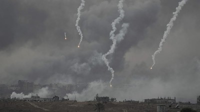 Penampakan Gaza Dihujani Roket Israel
