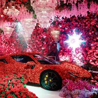 Ini adalah tampilan dan suasana di area yang mencuri perhatian di rangkaian pernikahan Ryan dan Gwen. Dekorasi Red Flower Dome dengan icon mobil yang penuh dengan kelopak bunga menjadi salah satu photo spot yang paling banyak diminati. Dinding ruangan ditutupi dengan rangkaian bunga, dipadukan dengan lampu kristal yang membuat kesan mewah dan elegant. Foto: Dok. Majestic Wedding
