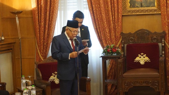 Wakil Presiden Maruf Amin bertemu Uskup Agung Athena dan seluruh Yunani, Ieronymos II. (dok. Ist)