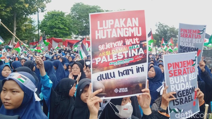 Aksi massa bela Palestina di Klaten, Jumat (24/11/2023).