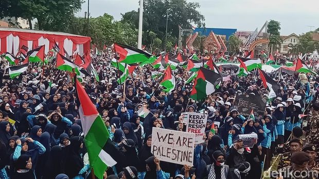 Aksi massa bela Palestina di Klaten, Jumat (24/11/2023).
