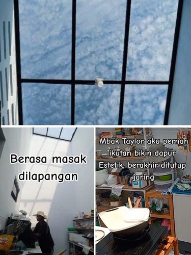 Curhat wanita yang memakai atap transparan untuk dapur berujung gagal estetis, ketika memasak malah kepanasan dan harus memakai topi, viral di media sosial