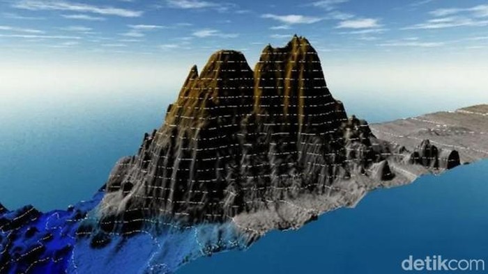 Ilustrasi gunung bawah laut Pacitan resmi diberi nama Jogo Jagad usai mendapat persetujuan secara internasional.