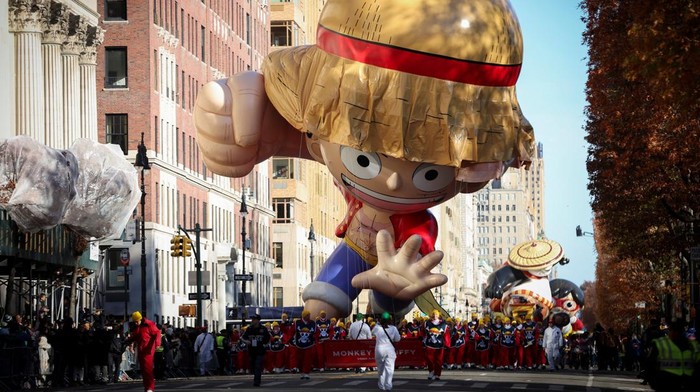 Monkey D. Luffy balloon flies during the 97th Macy's Thanksgiving Day Parade in Manhattan, New York City, U.S., November 23, 2023. REUTERS/Mike Segar