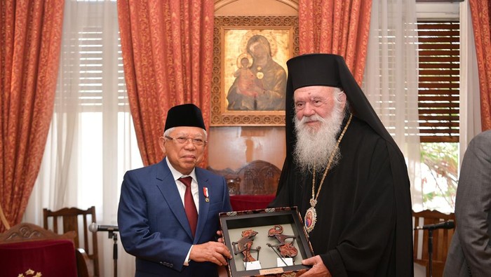 Wakil Presiden Ma’ruf Amin  bertemu dengan Uskup Agung Athena dan seluruh Yunani, Ieronymos II, di Holy Archdiose of Athens.