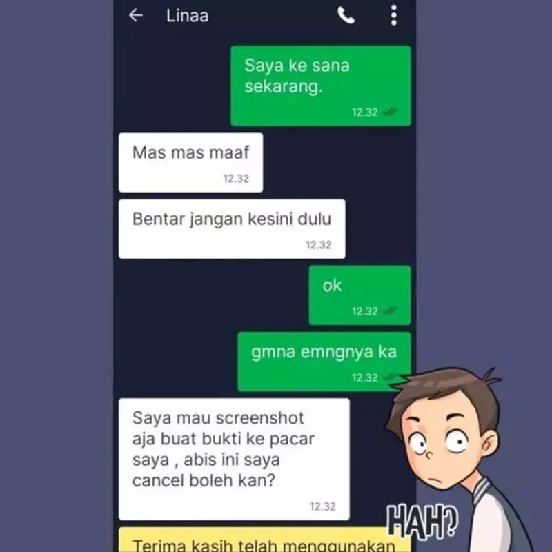 Absurd banget chat pengguna dan driver ojol. Minta tolong sih, tapi nggak seribet ini juga kali.