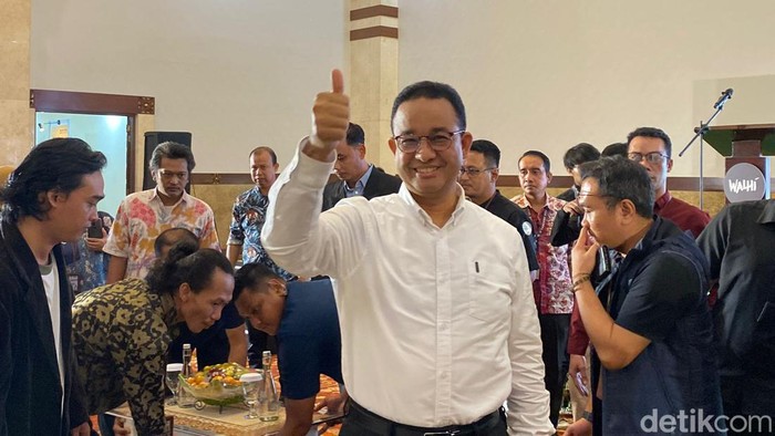 Capres Anies Baswedan di acara WALHI, 25 November 2023. (Devi Puspitasari/detikcom)