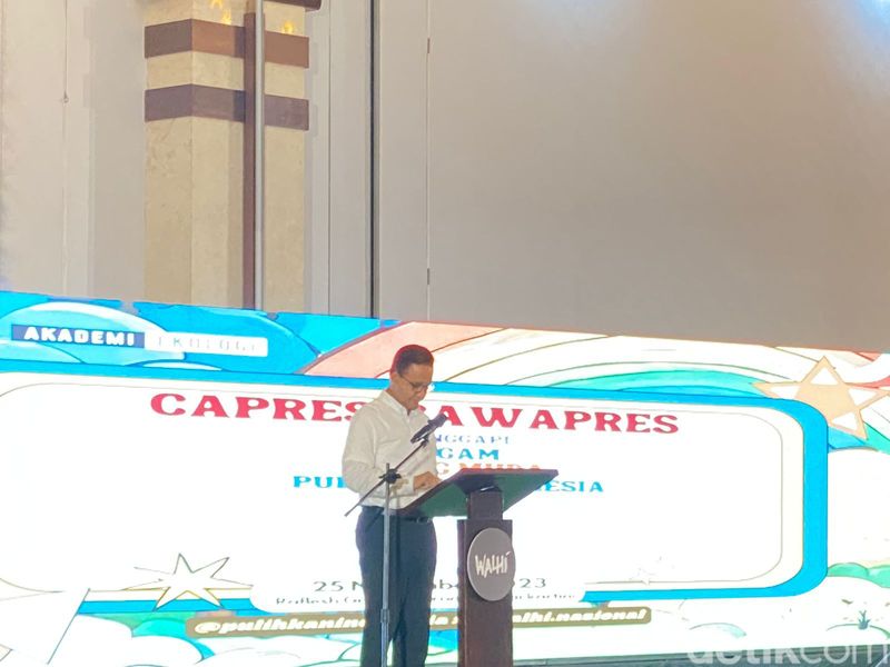 Capres Anies Baswedan di acara WALHI, 25 November 2023. (Devi Puspitasari/detikcom)