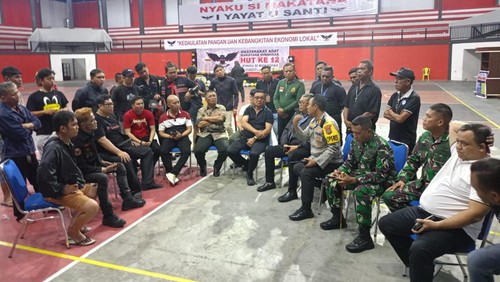 Forkopimda Kota Bitung bertemu membahas soal bentrokan massa pro-Palestina dengan ormas.