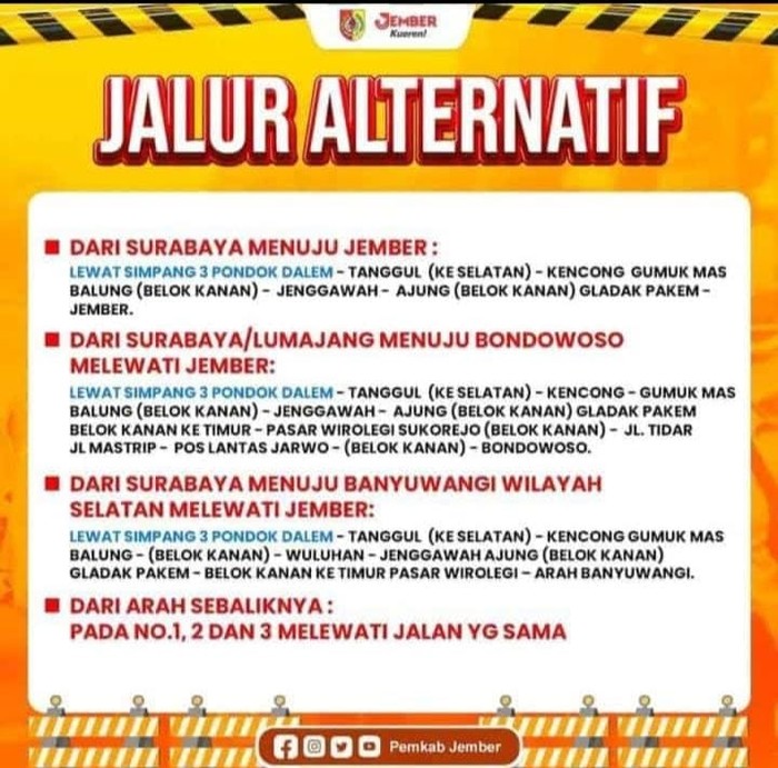Lalin Surabaya-Banyuwangi via Jember Dialihkan
