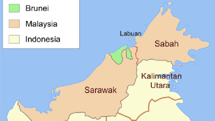 Pulau Borneo/Kalimantan yang dimiliki oleh 3 negara yaitu Indonesia, Malaysia, dan Brunei Darussalam.